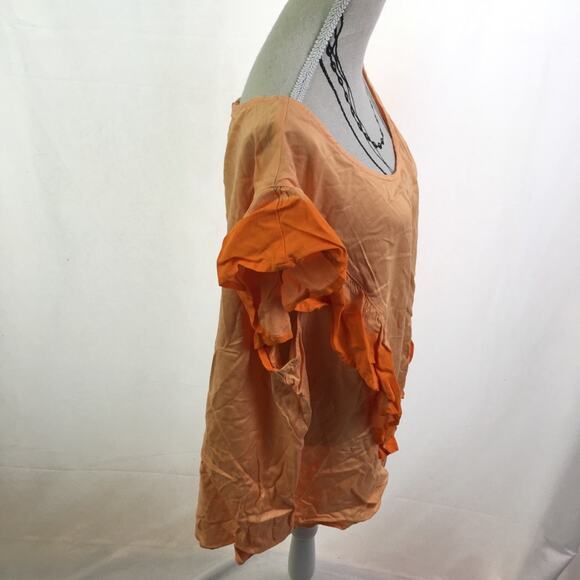 A.n.a Tie dye ruffle blouse orange XL - Picture 4 of 16